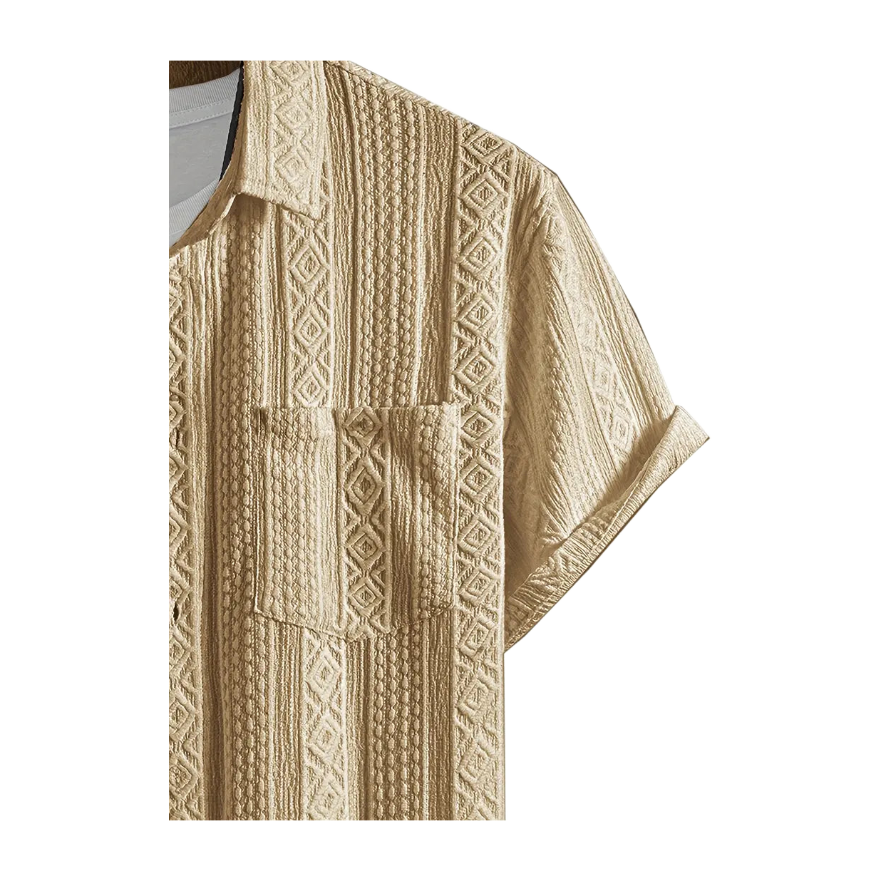 Solid Color Textured Casual Men's Short Sleeve Shirt