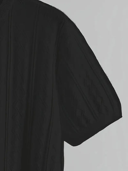 Men's Summer Slim Fit T-Shirt - Breathable Knit Fabric, Solid Color Round Neck Casual Tee