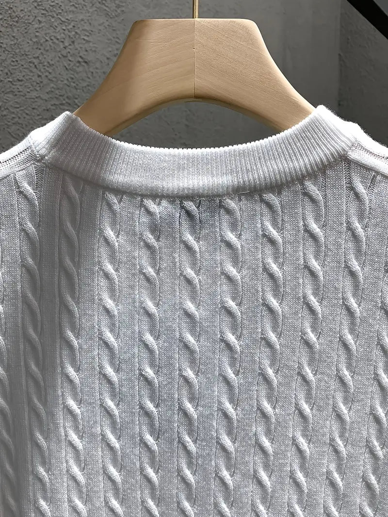 Men's Casual Knit Tshirt - Half-Sleeve Crewneck, Ribbed Texture Tee