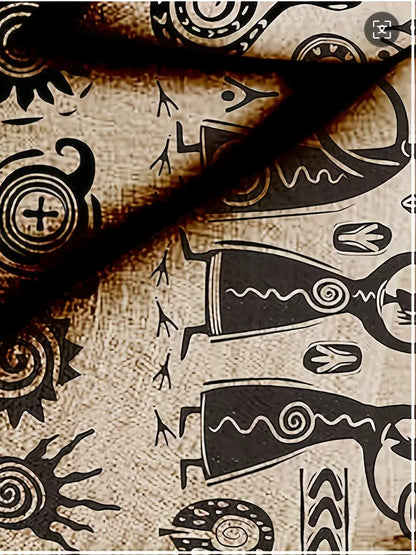 Cool Linen Shaman Print Panel Shirt