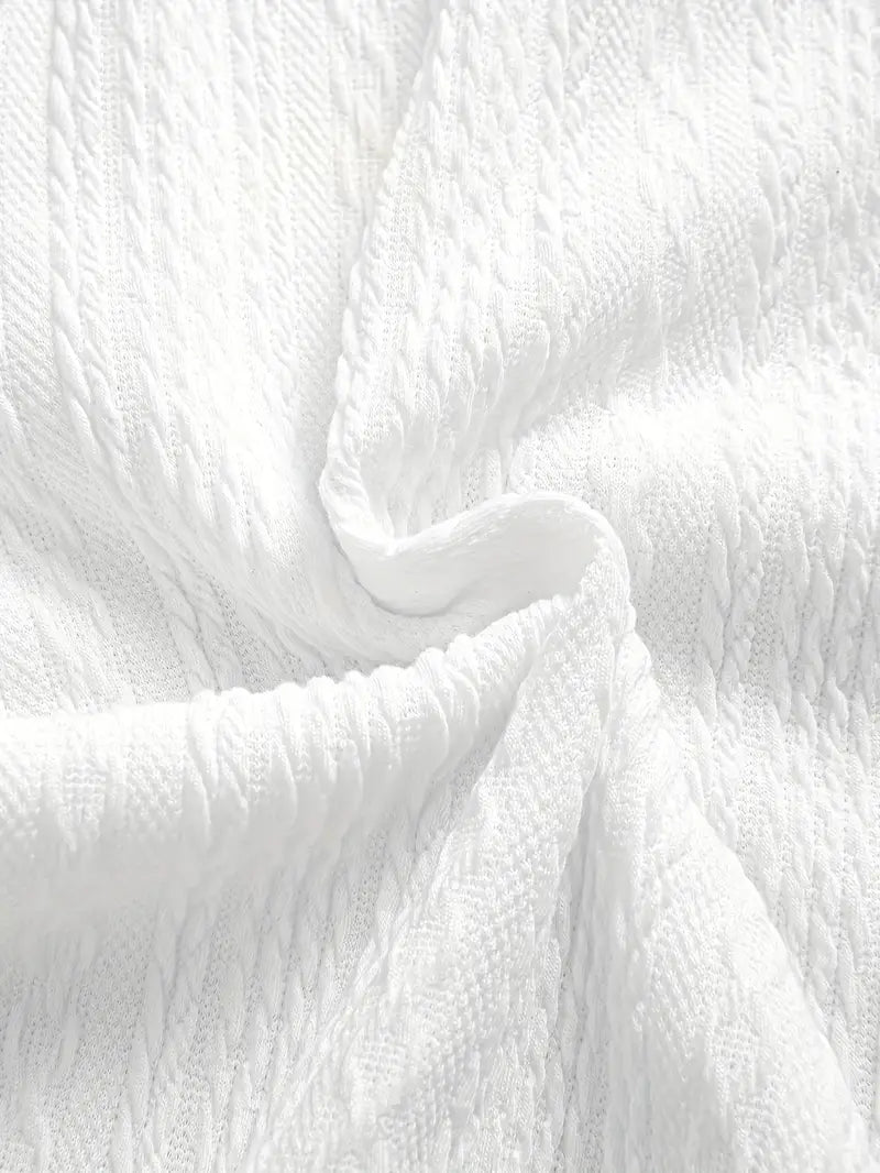 Soft Breathable Jacquard Knit Cuban Collar Shirt for Men