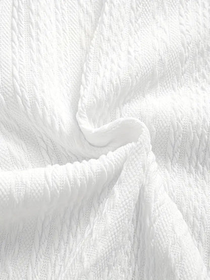 Soft Breathable Jacquard Knit Cuban Collar Shirt for Men