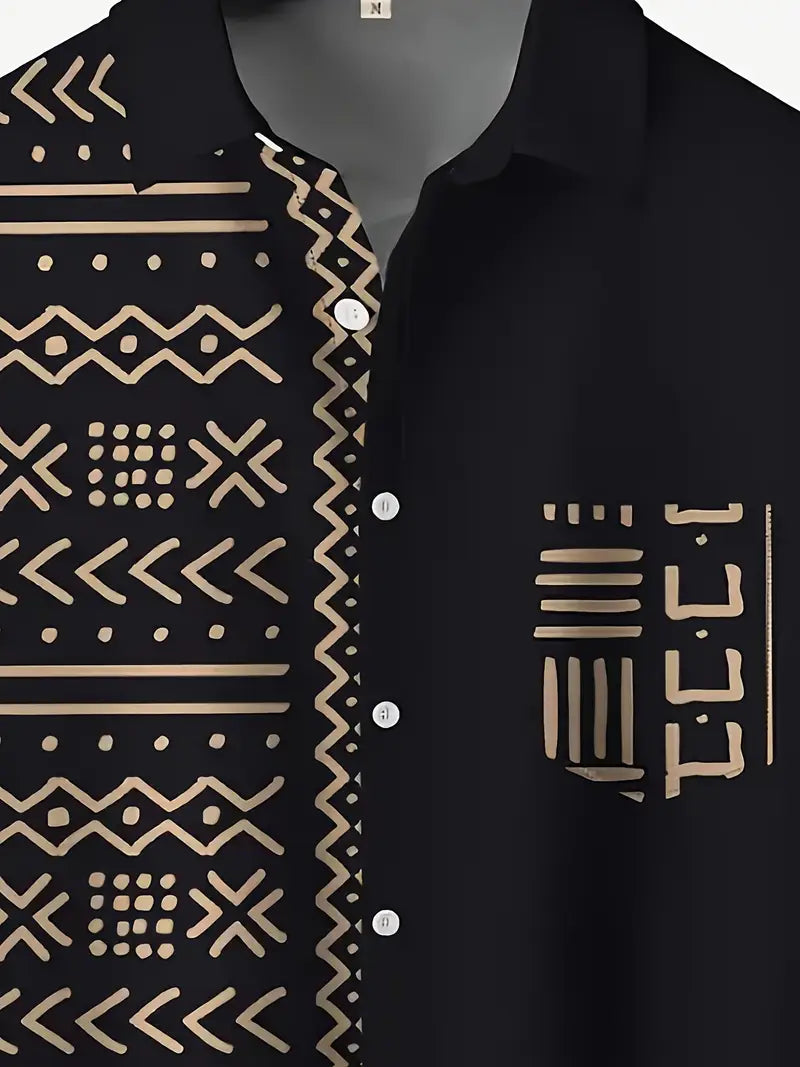 Black & Gold Mudcloth Pattern Shirt