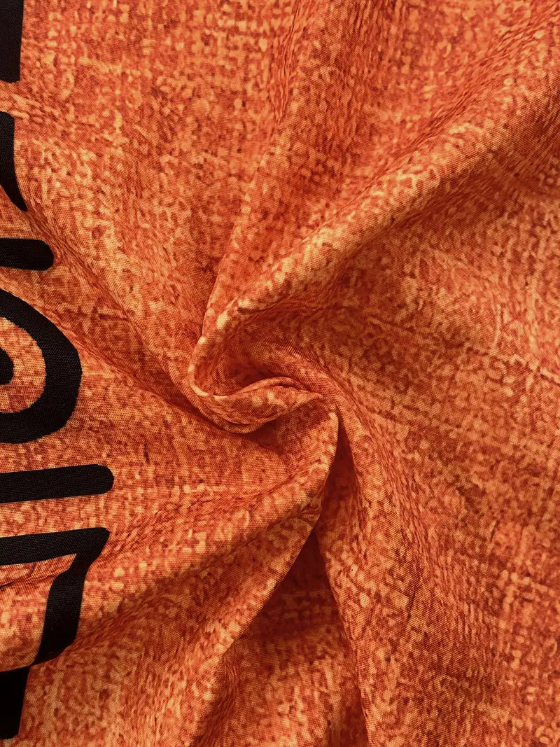 Aztec Cipher Orange Band Collar Shirt