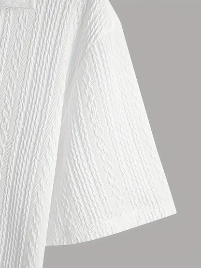 Soft Breathable Jacquard Knit Cuban Collar Shirt for Men