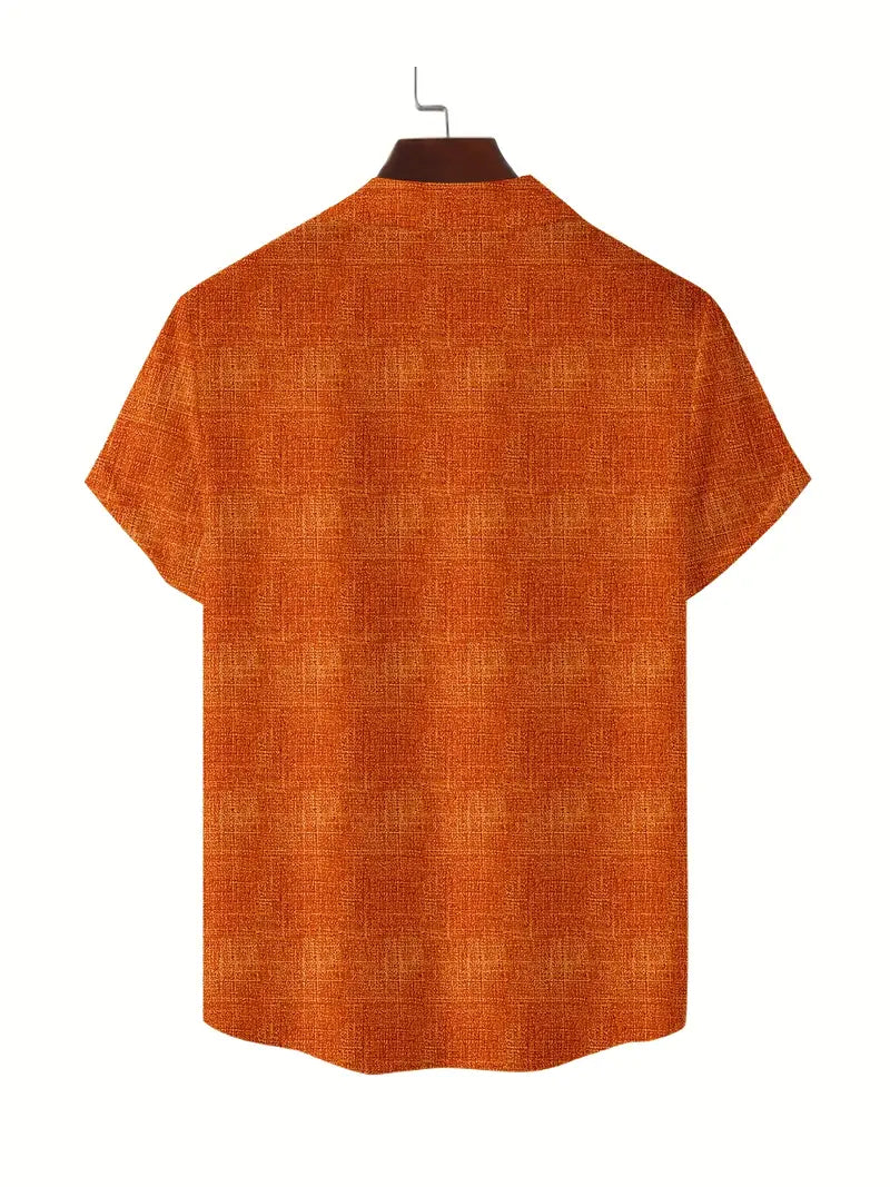 Aztec Cipher Orange Band Collar Shirt
