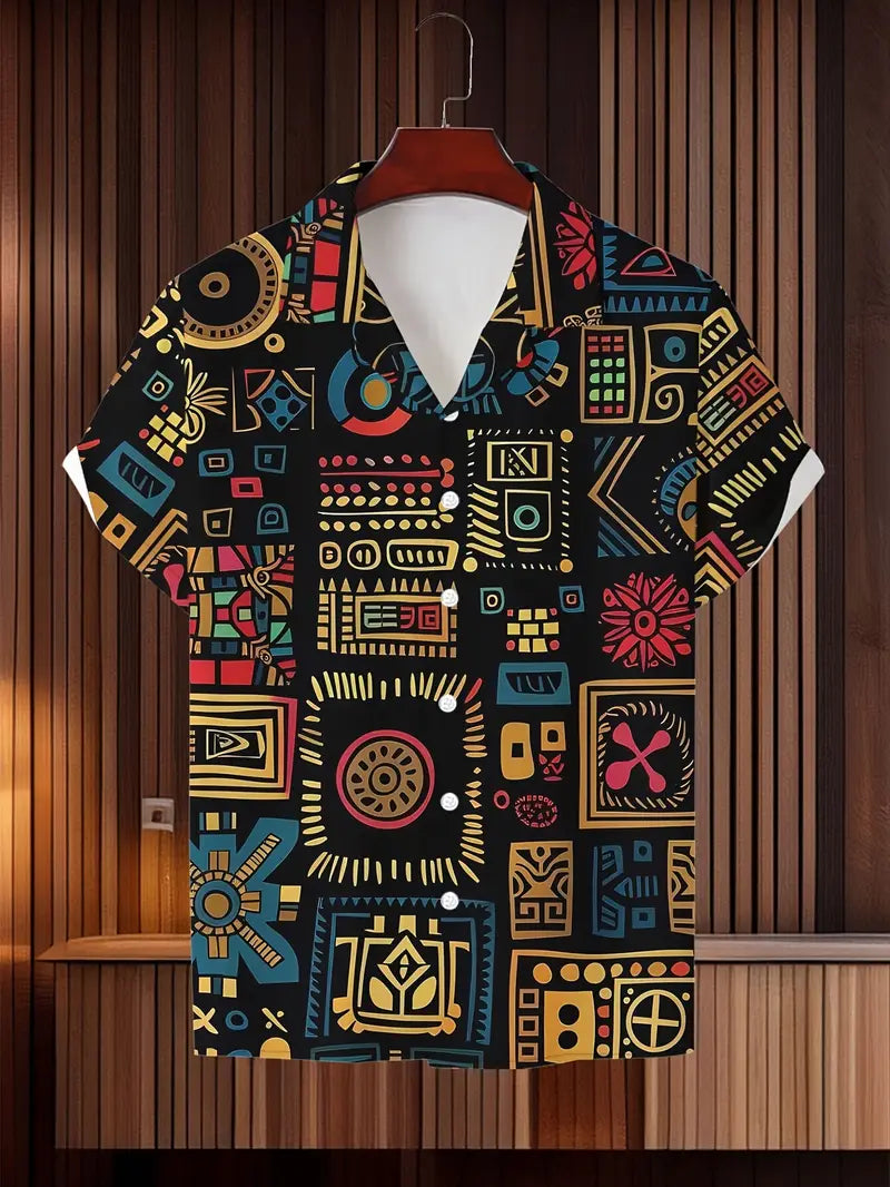 Vibrant African Quilt Print Shirt