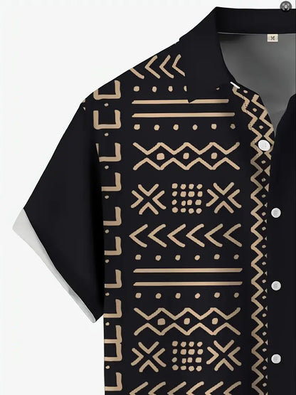 Black & Gold Mudcloth Pattern Shirt