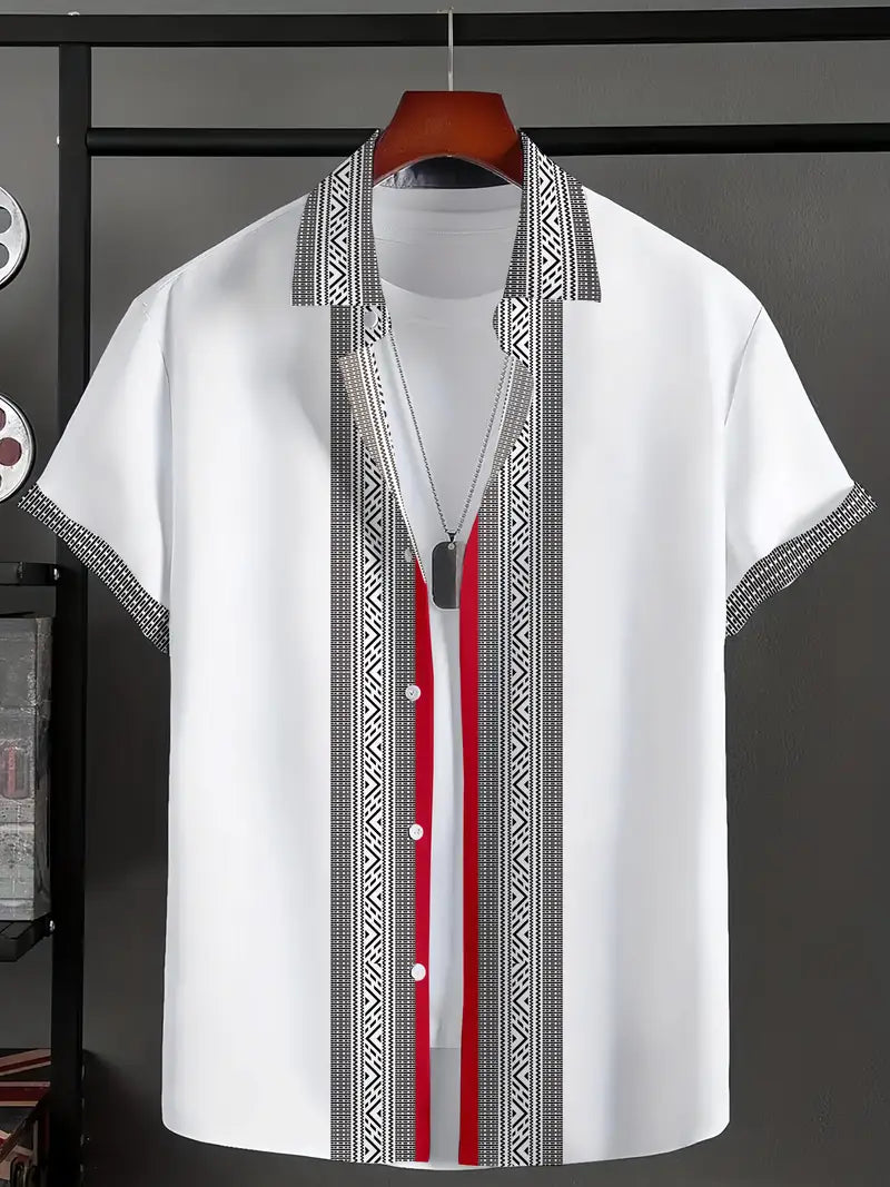 Minimalist Micro-Tribe Panel Shirt