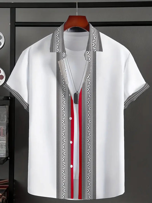 Minimalist Micro-Tribe Panel Shirt