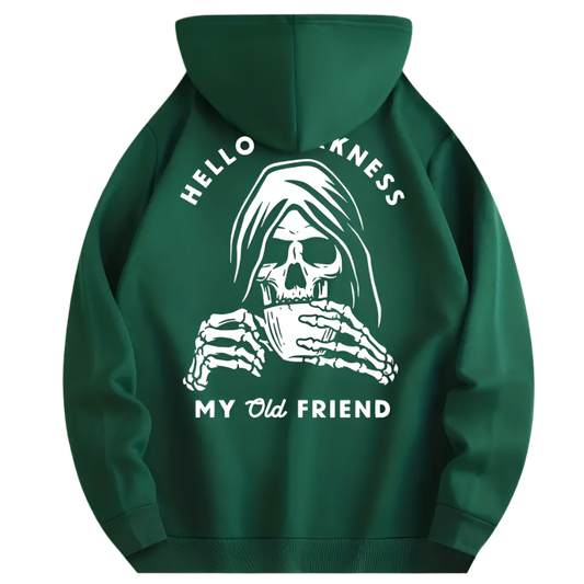 Face the Darkness – 'Hello Darkness My Old Friend' Skull Hoodie