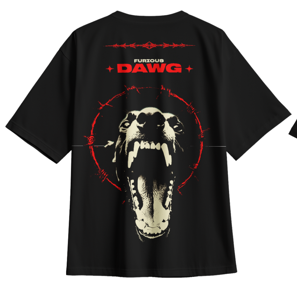 The Furious Dawg: Wild and Unstoppable Oversized tee