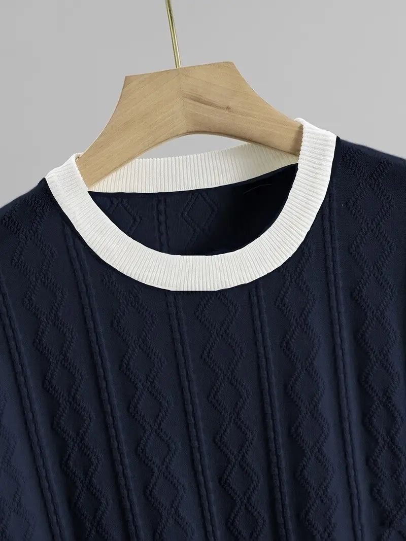 Men's Summer Slim Fit T-Shirt - Breathable Knit Fabric, Solid Color Round Neck Casual Tee