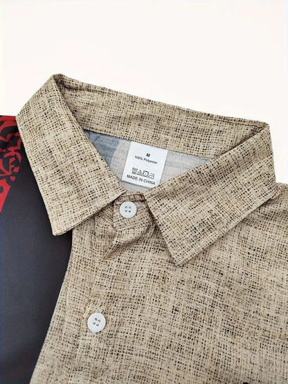 Kokopelli & Earth-Tone Tribal Panel Shirt