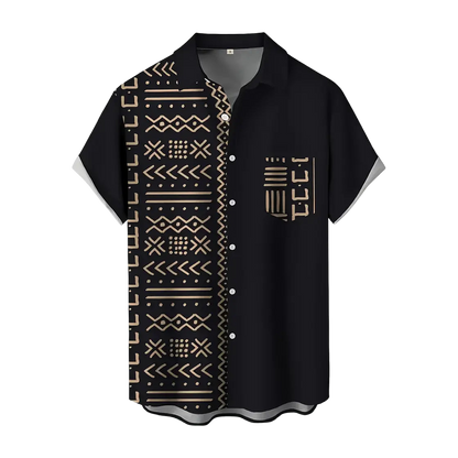 Black & Gold Mudcloth Pattern Shirt