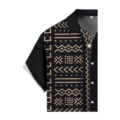 Black & Gold Mudcloth Pattern Shirt