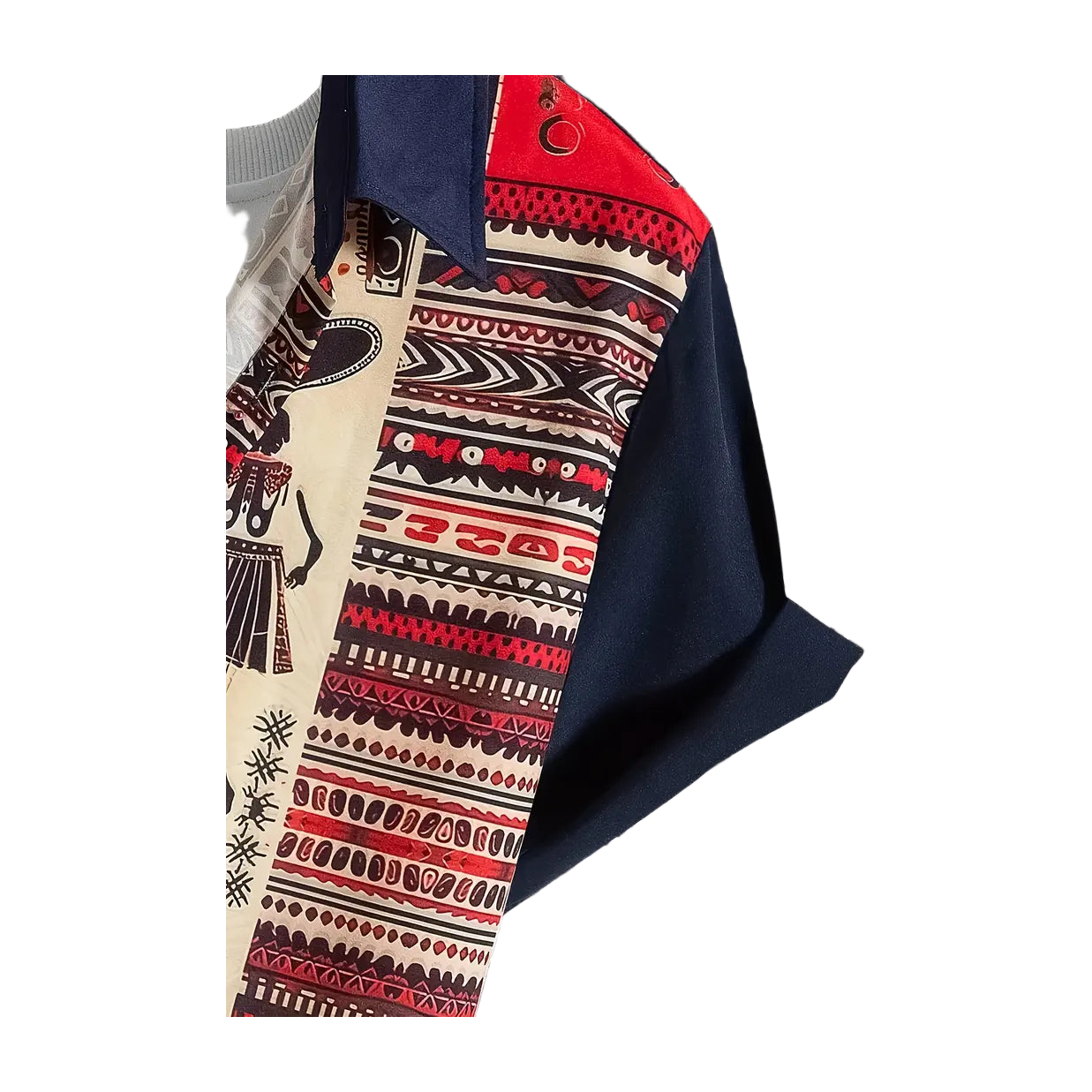 Black Split Tribal Panel Shirt (Red)