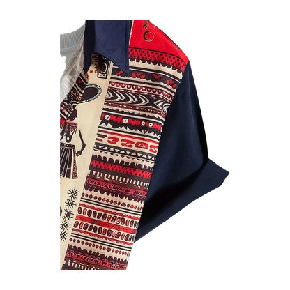 Black Split Tribal Panel Shirt (Red)