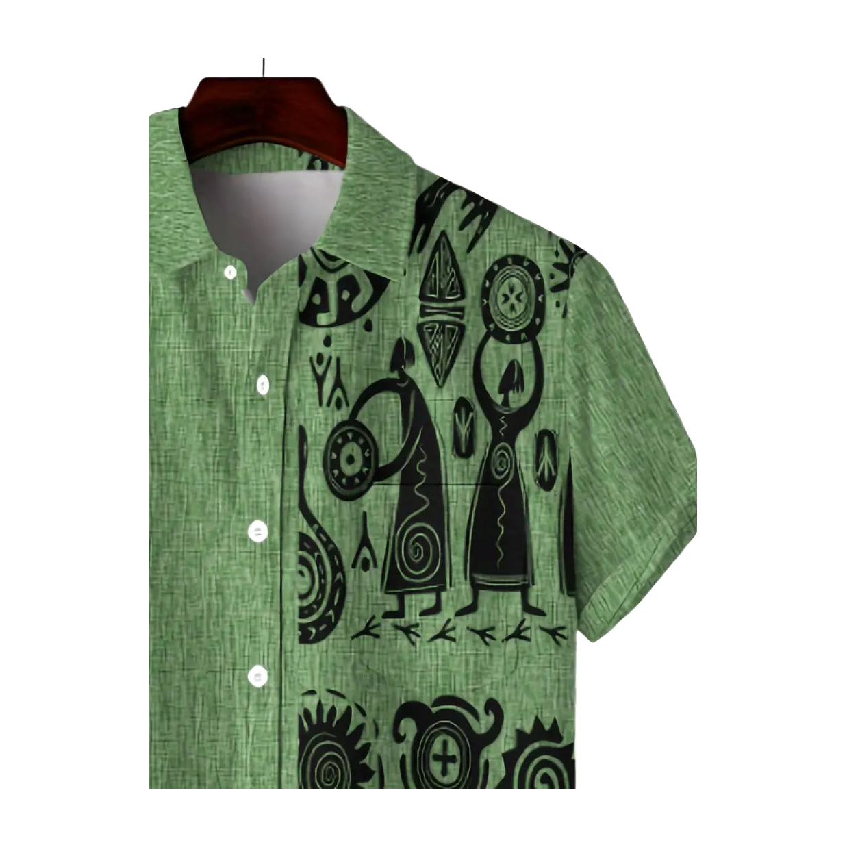 Cool Linen Shaman Print Panel Shirt