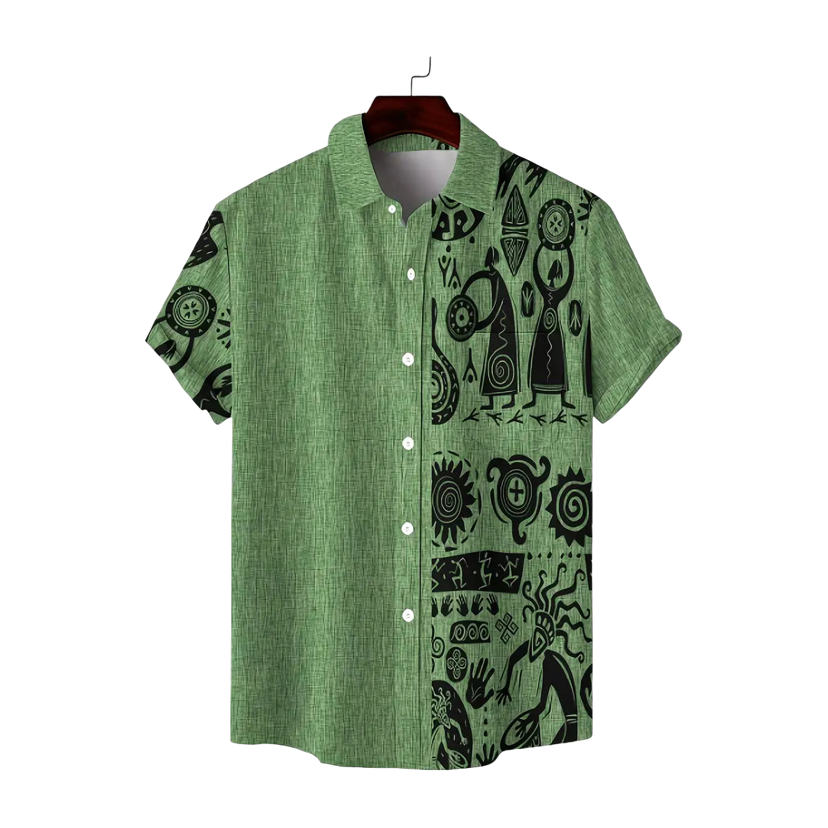 Cool Linen Shaman Print Panel Shirt