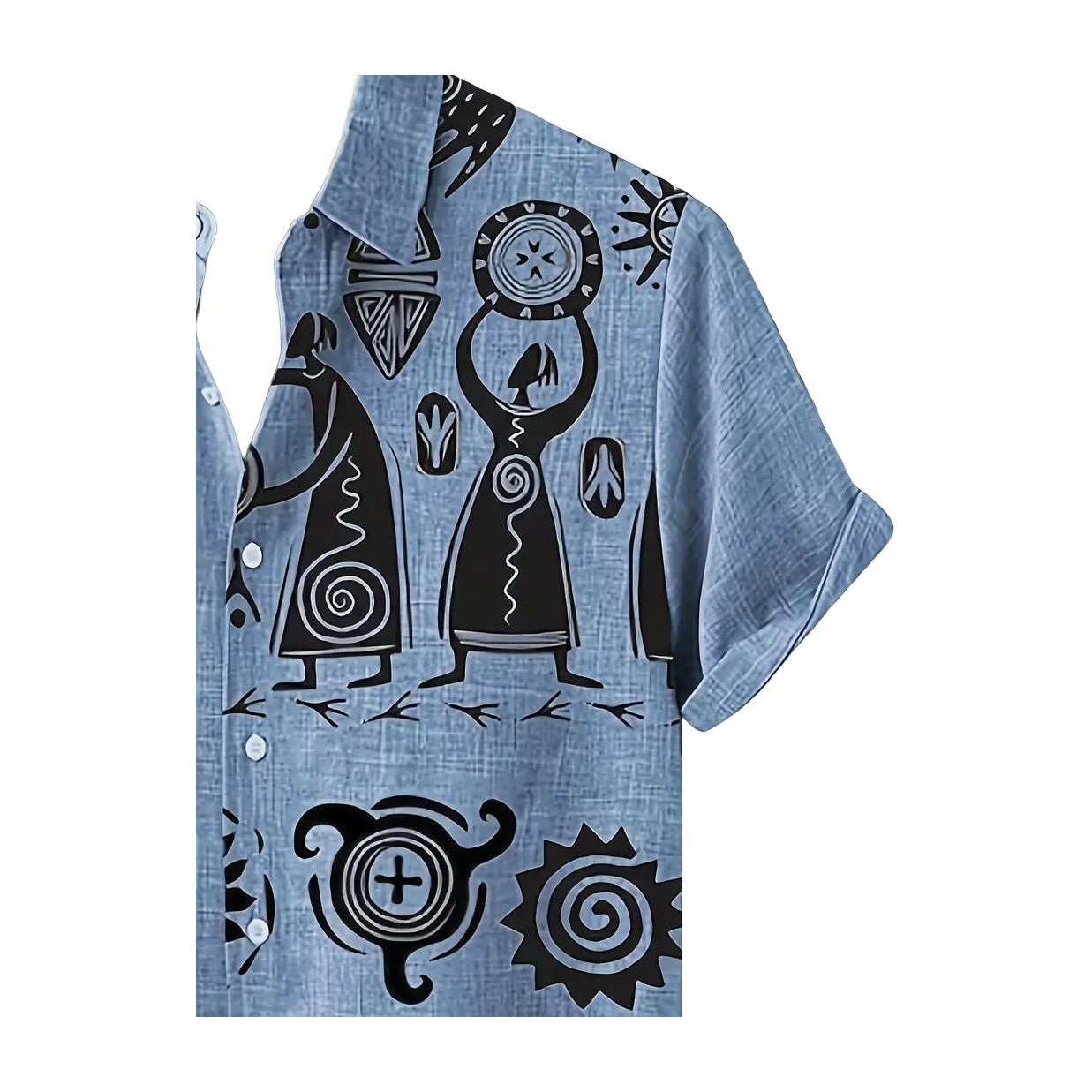 Cool Linen Shaman Print Panel Shirt