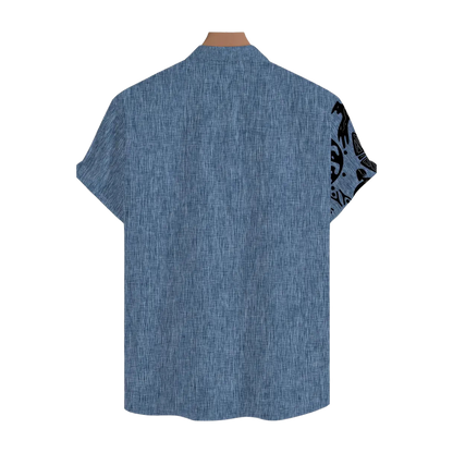 Cool Linen Shaman Print Panel Shirt