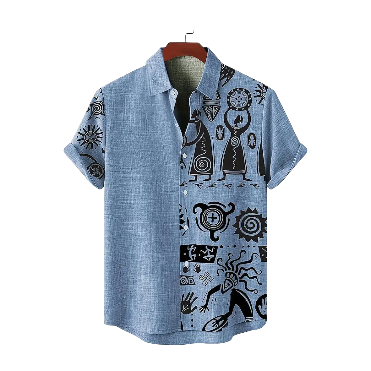 Cool Linen Shaman Print Panel Shirt