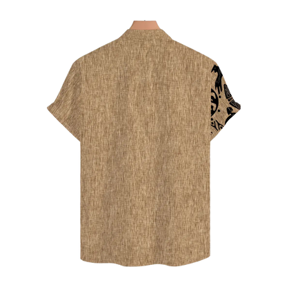 Cool Linen Shaman Print Panel Shirt