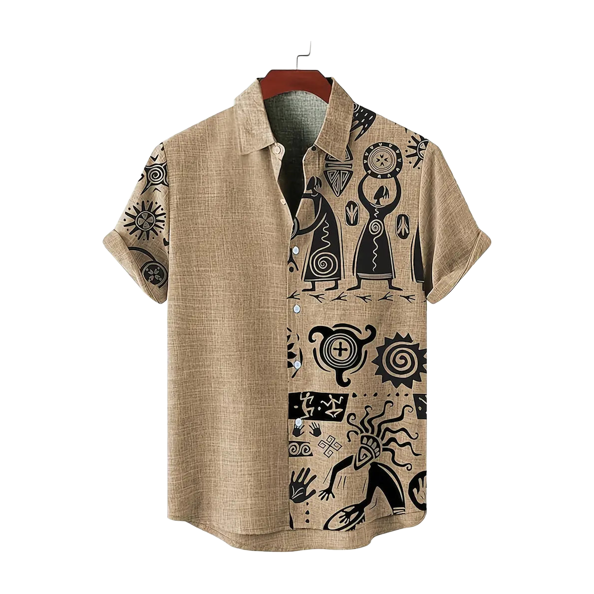 Cool Linen Shaman Print Panel Shirt