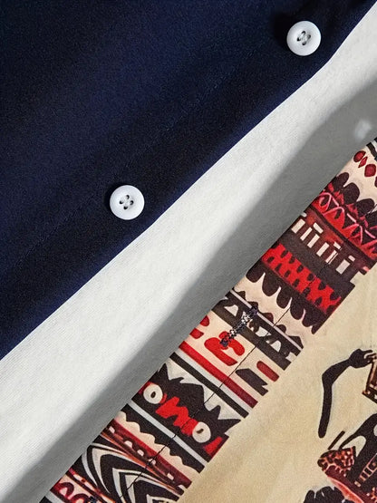 Black Split Tribal Panel Shirt (Red)