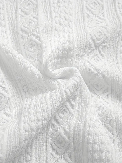 Solid Color Textured Casual Men's Short Sleeve Shirt