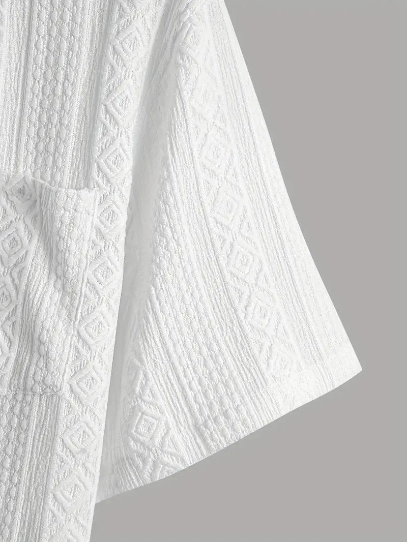 Solid Color Textured Casual Men's Short Sleeve Shirt