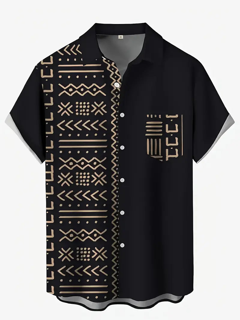 Black & Gold Mudcloth Pattern Shirt