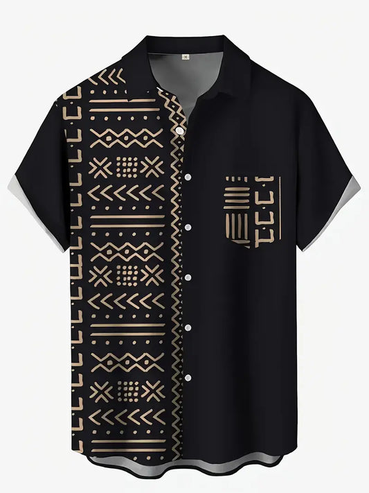 Black & Gold Mudcloth Pattern Shirt