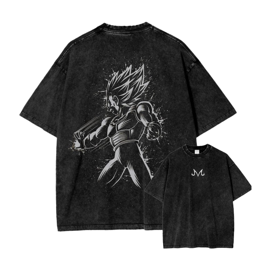Feel the Heat with Vegeta’s Saiyan Rage Oversized Tee