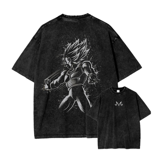 Feel the Heat with Vegeta’s Saiyan Rage Oversized Tee