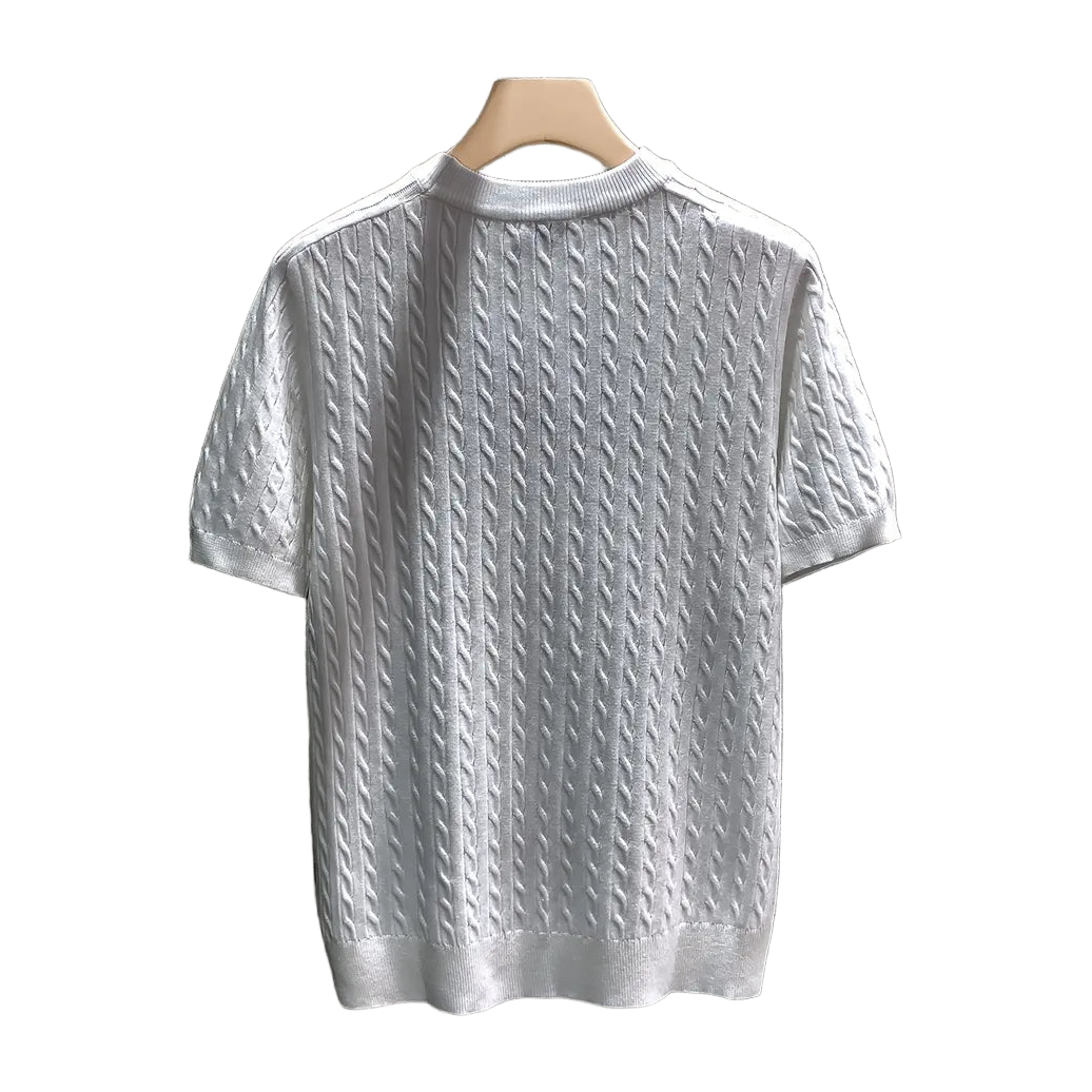 Men's Casual Knit Tshirt - Half-Sleeve Crewneck, Ribbed Texture Tee