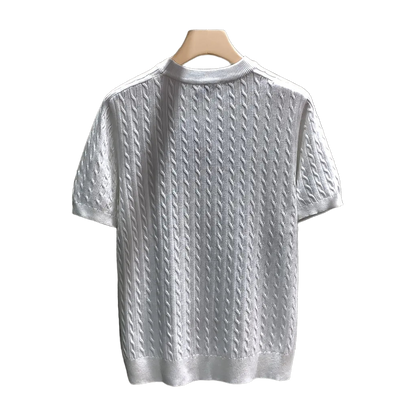 Men's Casual Knit Tshirt - Half-Sleeve Crewneck, Ribbed Texture Tee