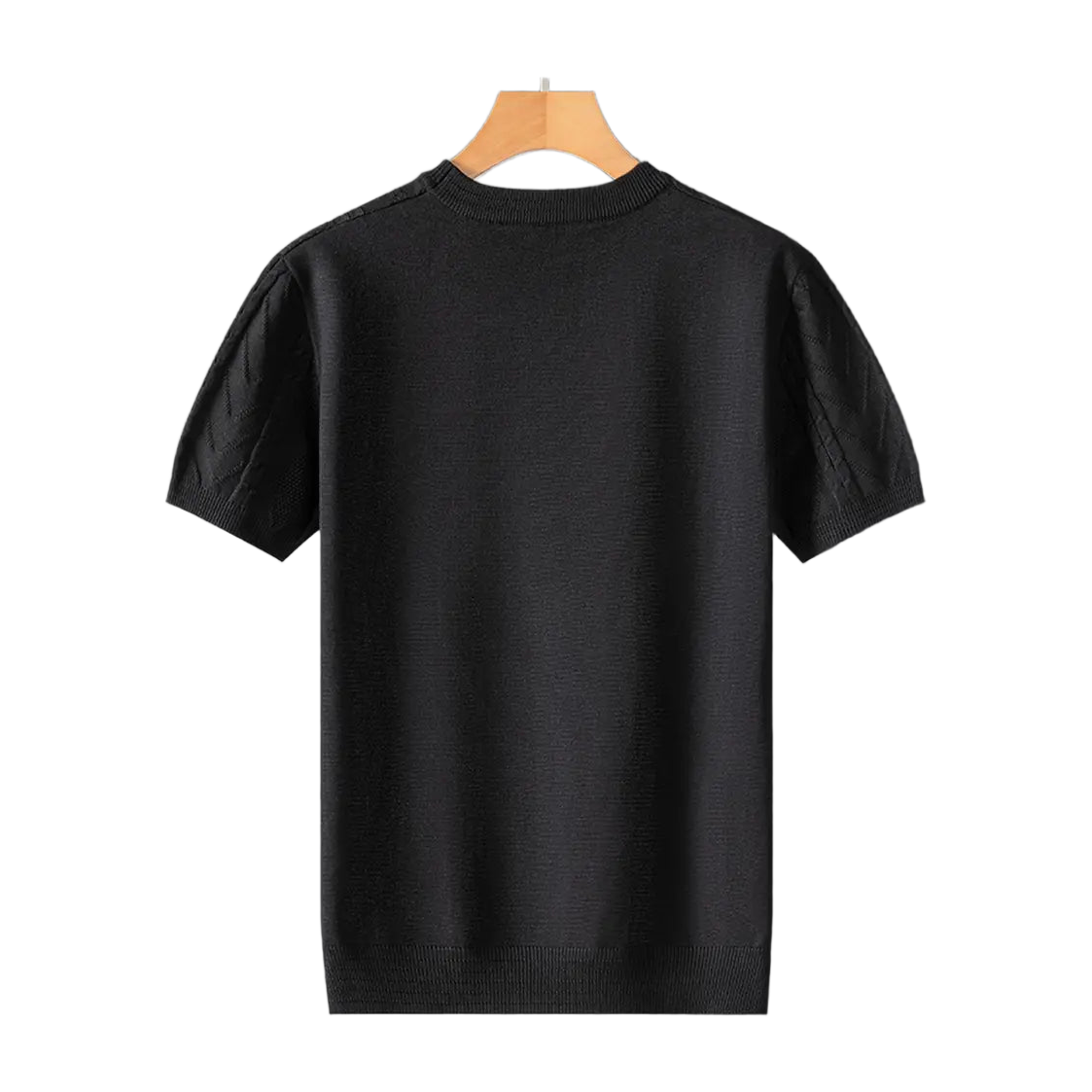 Men'S Premium Jacquard Twist Knit TShirt - Casual Crew Neck, Short Sleeve Knit Fabric Tee