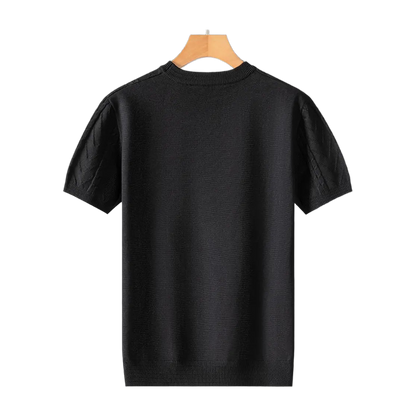 Men'S Premium Jacquard Twist Knit TShirt - Casual Crew Neck, Short Sleeve Knit Fabric Tee