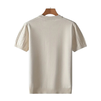Men'S Premium Jacquard Twist Knit TShirt - Casual Crew Neck, Short Sleeve Knit Fabric Tee