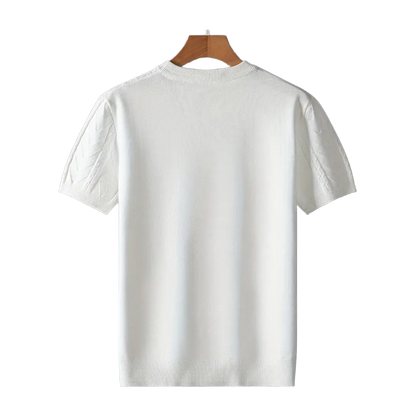 Men'S Premium Jacquard Twist Knit TShirt - Casual Crew Neck, Short Sleeve Knit Fabric Tee