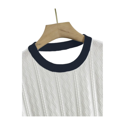 Men's Summer Slim Fit T-Shirt - Breathable Knit Fabric, Solid Color Round Neck Casual Tee