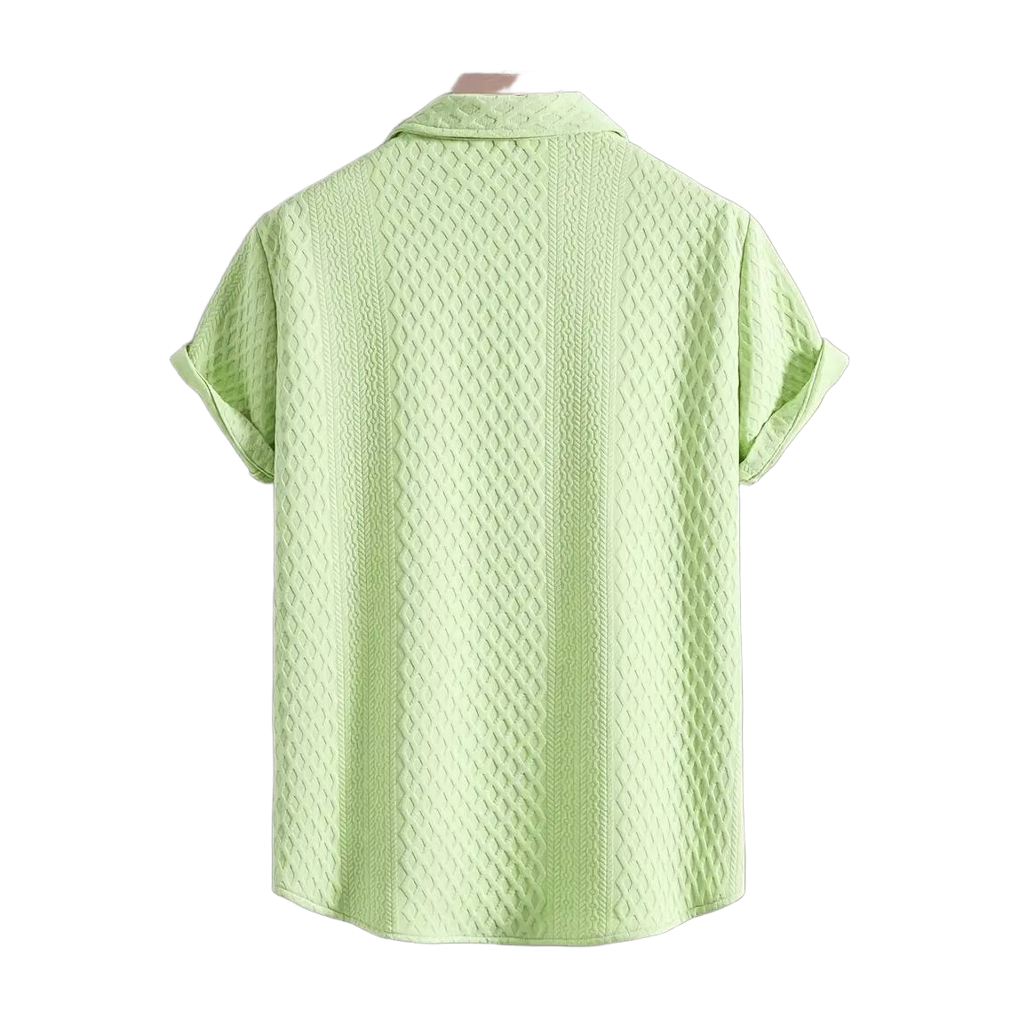 Men'S Vintage-Inspired Short Sleeve Button-Up Shirt - Geometric Texture, Breathable Summer Casual Wear