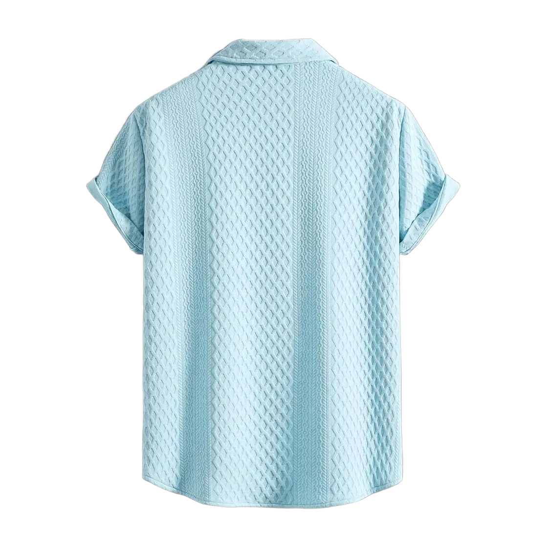 Men'S Vintage-Inspired Short Sleeve Button-Up Shirt - Geometric Texture, Breathable Summer Casual Wear