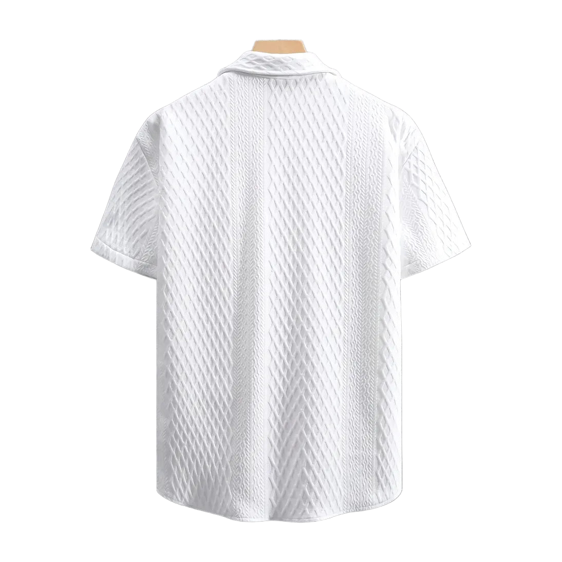Men'S Vintage-Inspired Short Sleeve Button-Up Shirt - Geometric Texture, Breathable Summer Casual Wear