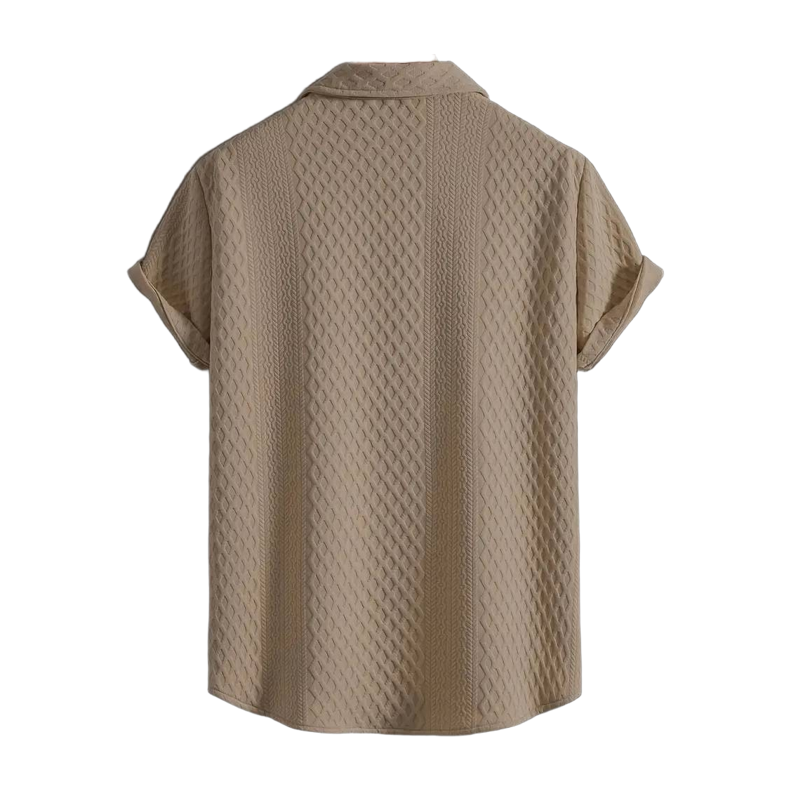 Men'S Vintage-Inspired Short Sleeve Button-Up Shirt - Geometric Texture, Breathable Summer Casual Wear