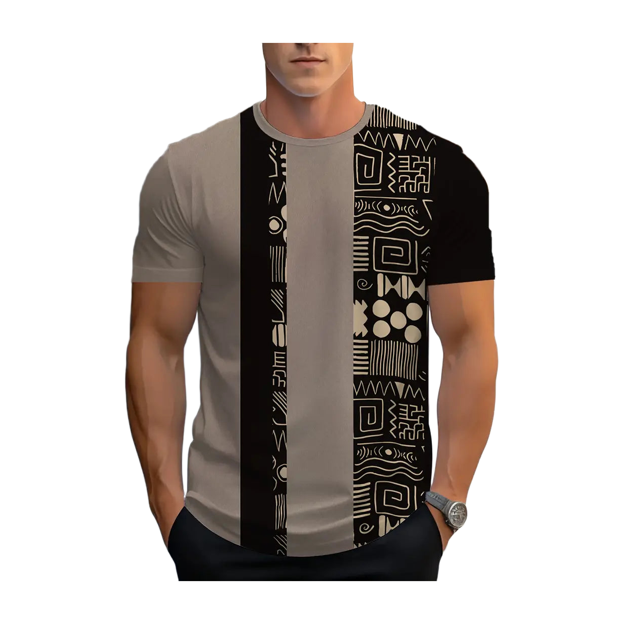 Monochromatic Tribal Stripe Tee
