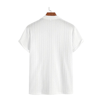 Soft Breathable Jacquard Knit Cuban Collar Shirt for Men
