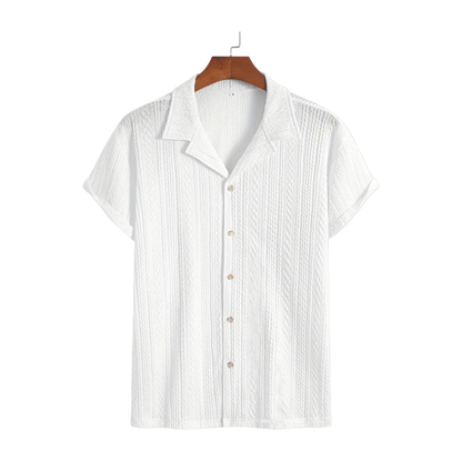 Soft Breathable Jacquard Knit Cuban Collar Shirt for Men